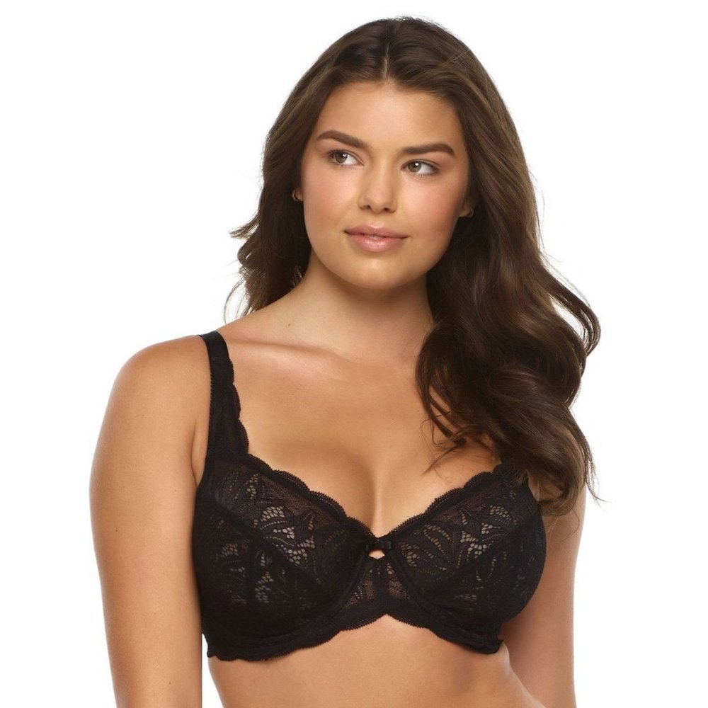 FELINA Peridot Lace Non-Padded Underwire Bra Black 36D #115073 NEW $54 - Picture 2 of 12